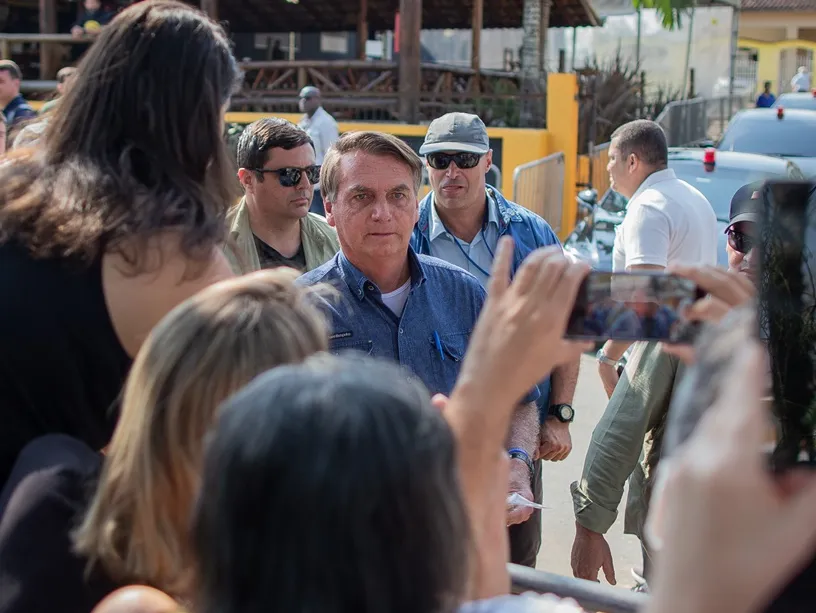 Bolsonaro durante visita a Eldorado (SP), neste sábado (21)