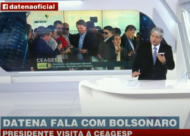 Datena falou com exclusividade com Bolsonaro no Brasil Urgente Reprodução 