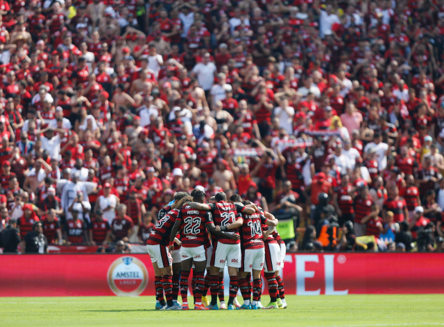 Elenco do Flamengo antes da final da Libertadores contra o Athletico-PR Gilvan de Souza/Flamengo