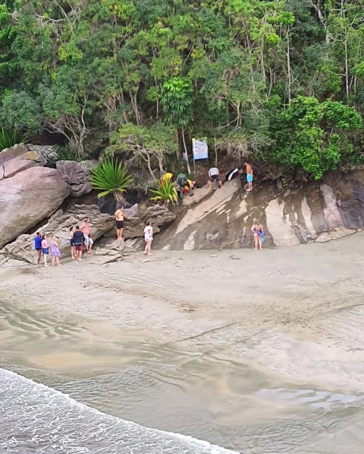 Homem é resgatado por helicóptero após queda na Trilha das Sete Praias em Ubatub Reprodução/ PM