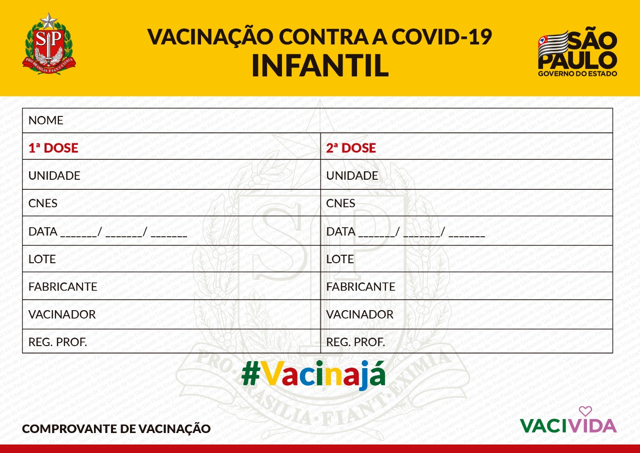 SP prepara carteira de vacinação infantil e espera vacinas contra a Covid