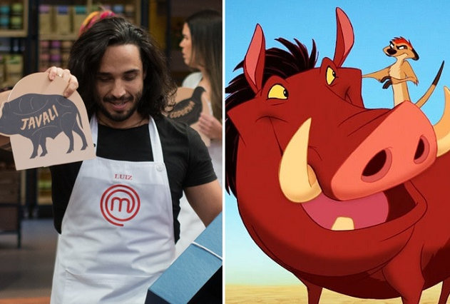 MasterChef: Luiz diz só ter visto javali em “O Rei Leão” e diverte web Carlos Reinis/Band e Reprodução