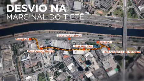 Trânsito da Marginal será desviado entre ponte do Piqueri e Freguesia do Ó Foto: reprodução/TV Band