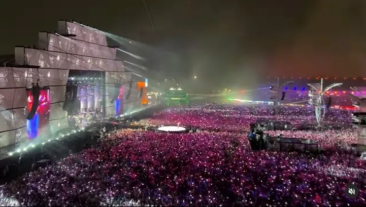 Visão de tirolesa durante show do Coldplay no Rock in Rio