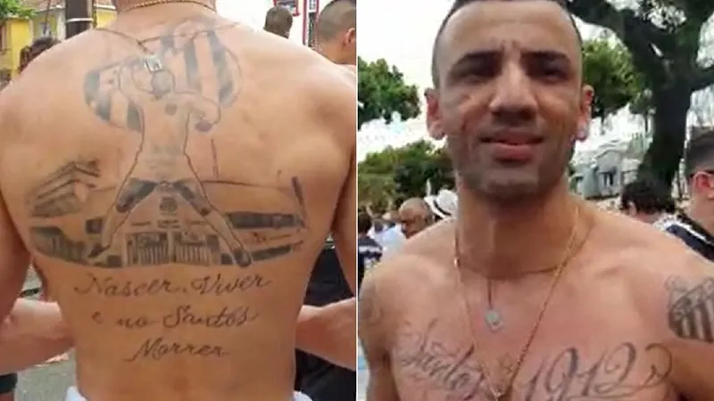 Torcedor com tatuagem do Pelé desabafa em cortejo: “Minha mãe me acolheu”