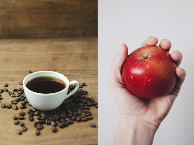 Café e maçã são ideais para saciar a fome
