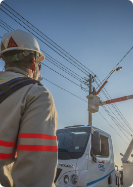 Funcionário em manutenção da rede elétrica  Divulgação/CPFL