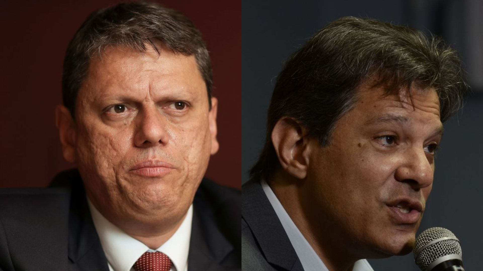 Em votos totais, Tarcísio se manteve com 46%. Fernando Haddad tem 43%.   Foto: Montagem/Reuters/Agência Brasil