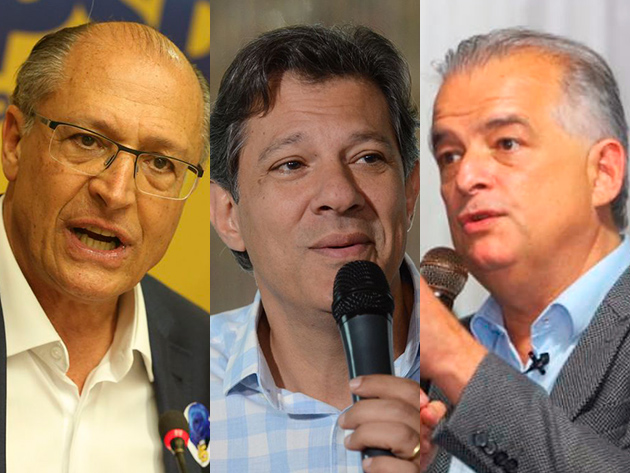 Alckmin, Haddad e França lideram cenários de pesquisa Datafolha Agência Brasil e Reprodução/Facebook