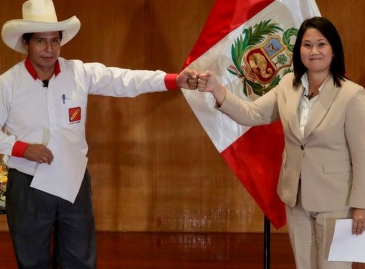 Pedro Castillo e Keiko Fujimori, candidatos a presidência do Peru Foto: Sebastian Castaneda/Reuters